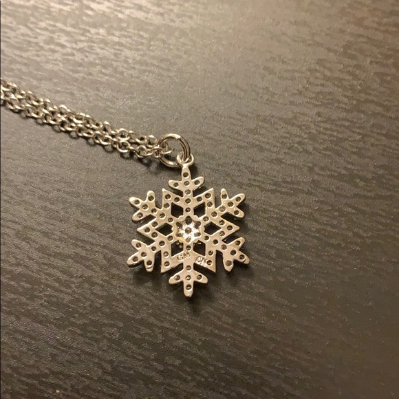 Like New Silver Pave CZ Snowflake Pendant Necklace - Picture 3 of 7